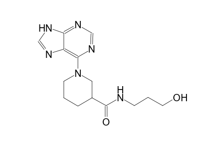 3-piperidinecarboxamide, N-(3-hydroxypropyl)-1-(9H-purin-6-yl)-