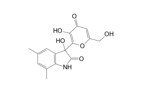 3-Hydroxy-3-(3-hydroxy-6-(hydroxymethyl)-4-oxo-4H-pyran-2-yl)-5,7-dimethylindolin-2-one