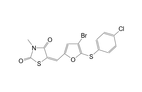 (5E)-5-({4-bromo-5-[(4-chlorophenyl)sulfanyl]-2-furyl}methylene)-3-methyl-1,3-thiazolidine-2,4-dione