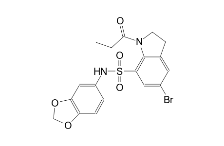 1H-indole-7-sulfonamide, N-(1,3-benzodioxol-5-yl)-5-bromo-2,3-dihydro-1-(1-oxopropyl)-