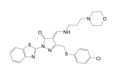 (4E)-2-(1,3-benzothiazol-2-yl)-5-{[(4-chlorophenyl)sulfanyl]methyl}-4-({[3-(4-morpholinyl)propyl]amino}methylene)-2,4-dihydro-3H-pyrazol-3-one