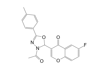 3-[3-acetyl-5-(4-methylphenyl)-2,3-dihydro-1,3,4-oxadiazol-2-yl]-6-fluoro-4H-chromen-4-one