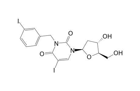 1-[(2R,4S,5R)-4-hydroxy-5-(hydroxymethyl)-2-oxolanyl]-5-iodo-3-[(3-iodophenyl)methyl]pyrimidine-2,4-dione