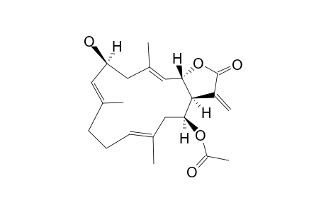acetic acid [(1S,2S,4E,8E,10S,12E,14S)-10-hydroxy-16-keto-4,8,12-trimethyl-17-methylene-15-oxabicyclo[12.3.0]heptadeca-4,8,12-trien-2-yl] ester