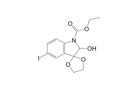 2-Hydroxy-3,3-ethylenedioxy-5-iodo-2,3-dihydroindole-1-carboxylic acid ethyl ester
