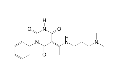 (5E)-5-(1-{[3-(dimethylamino)propyl]amino}ethylidene)-1-phenyl-2,4,6(1H,3H,5H)-pyrimidinetrione