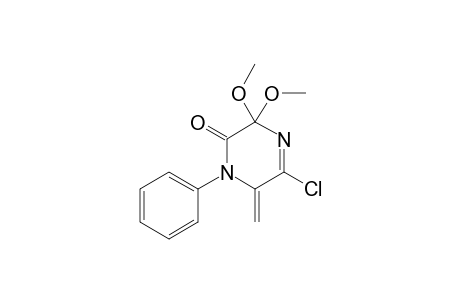 5-CHLORO-3,3-DIMETHOXY-6-METHYLIDENE-1-PHENYL-3,6-DIHYDROPYRAZIN-2(1H)-ONE