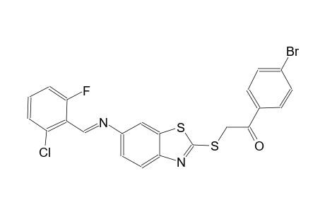 ethanone, 1-(4-bromophenyl)-2-[[6-[[(E)-(2-chloro-6-fluorophenyl)methylidene]amino]-2-benzothiazolyl]thio]-