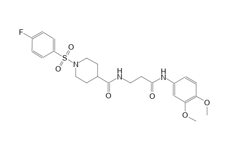 N-[3-(3,4-dimethoxyanilino)-3-oxopropyl]-1-[(4-fluorophenyl)sulfonyl]-4-piperidinecarboxamide
