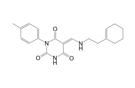 2,4,6(1H,3H,5H)-pyrimidinetrione, 5-[[[2-(1-cyclohexen-1-yl)ethyl]amino]methylene]-1-(4-methylphenyl)-, (5E)-