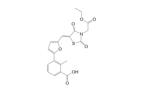 3-(5-{(Z)-[3-(2-ethoxy-2-oxoethyl)-2,4-dioxo-1,3-thiazolidin-5-ylidene]methyl}-2-furyl)-2-methylbenzoic acid