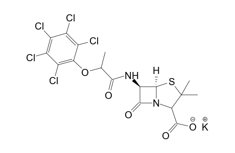 DL-3,3-DIMETHYL-7-OXO-6-[2-(PENTACHLOROPHENOXY)PROPIONAMIDO]-4-THIA-1-AZABICYCLO[3.2.0]HEPTANE-2-CARBOXYLIC ACID, POTASSIUM SALT