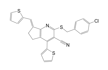 (7E)-2-[(4-chlorobenzyl)thio]-7-(2-thenylidene)-4-(2-thienyl)-1-pyrindan-3-carbonitrile