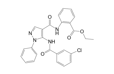Benzoic acid, 2-[[[5-[(3-chlorobenzoyl)amino]-1-phenyl-1H-pyrazol-4-yl]carbonyl]amino]-, ethyl ester
