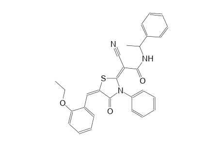 (2E)-2-cyano-2-[(5E)-5-(2-ethoxybenzylidene)-4-oxo-3-phenyl-1,3-thiazolidin-2-ylidene]-N-(1-phenylethyl)ethanamide
