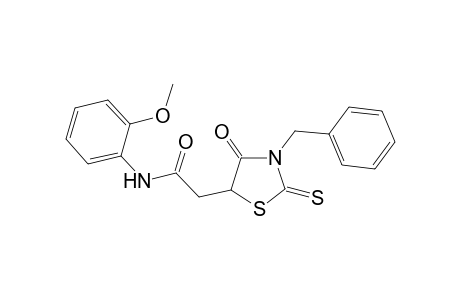2-(3-benzyl-4-oxo-2-sulfanylidene-1,3-thiazolidin-5-yl)-N-(2-methoxyphenyl)acetamide