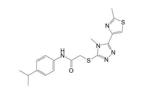 4'-isopropyl-2-{[4-methyl-5-(2-methyl-4-thiazolyl)-4H-1,2,4-triazol-3-yl]thio}acetanilide