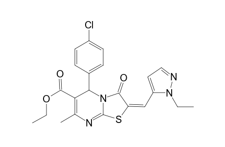 (2E)-5-(4-chlorophenyl)-2-[(2-ethyl-3-pyrazolyl)methylidene]-7-methyl-3-oxo-5H-thiazolo[3,2-a]pyrimidine-6-carboxylic acid ethyl ester