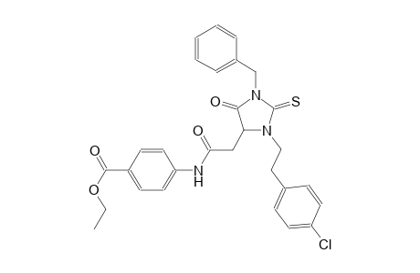 ethyl 4-[({1-benzyl-3-[2-(4-chlorophenyl)ethyl]-5-oxo-2-thioxo-4-imidazolidinyl}acetyl)amino]benzoate