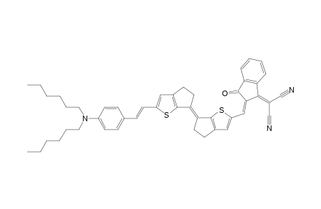 (E)-2-(3-Dicyanomethylene-1-indanon-2-ylidenemethyl)-2'-(E)-(4-N,N-dimethylaminobenzylidene)methyl]-2-formyl-6,6'-bis(4,5-dihydro-6H-cyclopenta[b]thienylidene)