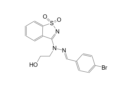 benzaldehyde, 4-bromo-, (1,1-dioxido-1,2-benzisothiazol-3-yl)(2-hydroxyethyl)hydrazone