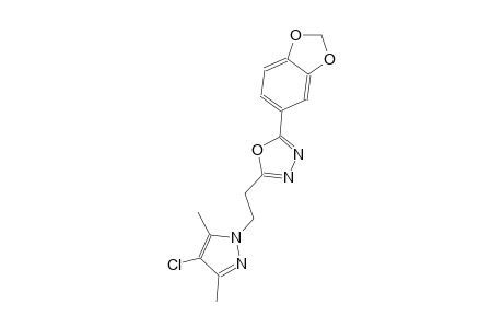 2-(1,3-benzodioxol-5-yl)-5-[2-(4-chloro-3,5-dimethyl-1H-pyrazol-1-yl)ethyl]-1,3,4-oxadiazole