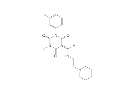 (5E)-1-(3,4-dimethylphenyl)-5-({[2-(1-piperidinyl)ethyl]amino}methylene)-2,4,6(1H,3H,5H)-pyrimidinetrione