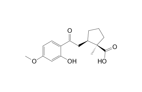 Cyclopentanecarboxylic acid, 2-[2-(2-hydroxy-4-methoxyphenyl)-2-oxoethyl]-1-methyl-, cis-(.+-.)-