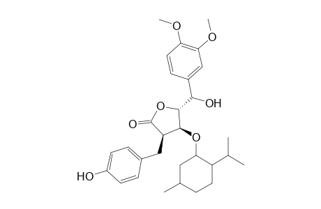 (-)-(2R,3S,4R)-2-(4'-Hydroxybenzyl)-3-[3",4"-dimethoxyphenyl(hydroxy)methyl]-4-(menthyloxy)butyrolactone