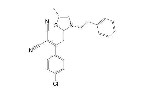 3-(4-CHLOROPHENYL)-2-CYANO-4-(5-METHYL-3-PHENETHYLTHIAZOLIN-2-YLIDENE)-BUT-2-ENENITRILE