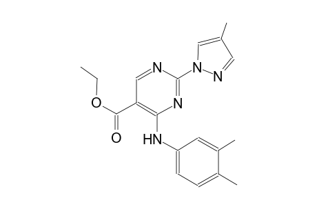 ethyl 4-(3,4-dimethylanilino)-2-(4-methyl-1H-pyrazol-1-yl)-5-pyrimidinecarboxylate
