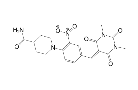 1-{4-[(1,3-dimethyl-2,4,6-trioxotetrahydro-5(2H)-pyrimidinylidene)methyl]-2-nitrophenyl}-4-piperidinecarboxamide