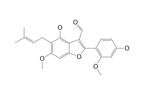 EBENFURAN_IV;2-(2-METHOXY-4-HYDROXYPHENYL)-5-(3-METHYLBUTEN-2-YL)-4-HYDROXY-6-METHOXYBENZOFURAN-3-CARBALDEHYDE