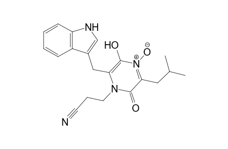 1-(2-Cyanoethyl)-3-isobutyl-5-hydroxy-6-(indol-3-yl)methyl-1,2-dihydropyrazin-2-one 4-oxide