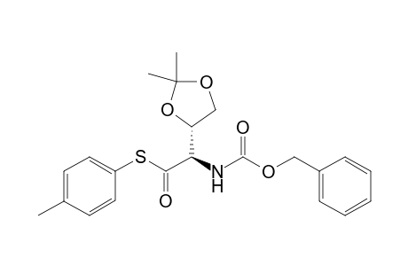 S-(4"-Methylphenyl) (2'R,4S)-2'-(benzyloxycarbonyl)amino]-2'-(2,2-dimethyl-1,3-dioxolan-4-yl)ethanethioate
