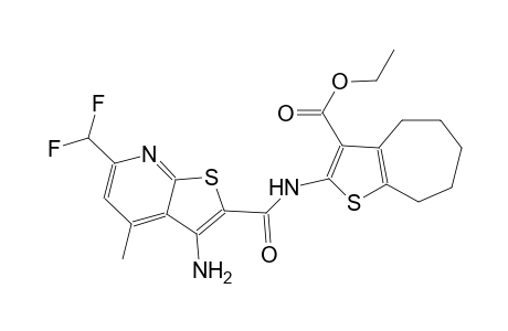 ethyl 2-({[3-amino-6-(difluoromethyl)-4-methylthieno[2,3-b]pyridin-2-yl]carbonyl}amino)-5,6,7,8-tetrahydro-4H-cyclohepta[b]thiophene-3-carboxylate