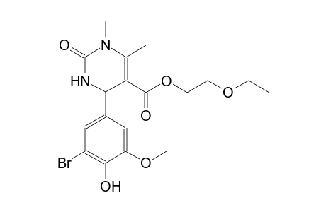 2-ethoxyethyl 4-(3-bromo-4-hydroxy-5-methoxyphenyl)-1,6-dimethyl-2-oxo-1,2,3,4-tetrahydro-5-pyrimidinecarboxylate