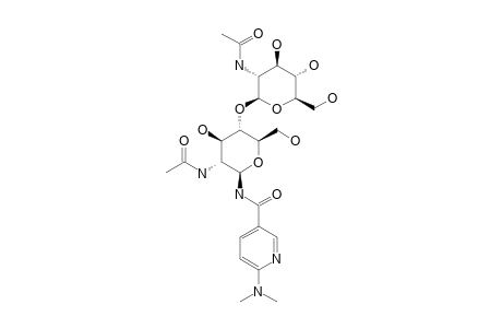 N-[(2R,3R,4R,5S,6R)-3-acetamido-5-[(2S,3R,4R,5S,6R)-3-acetamido-4,5-dihydroxy-6-methylol-tetrahydropyran-2-yl]oxy-4-hydroxy-6-methylol-tetrahydropyran-2-yl]-6-dimethylamino-nicotinamide