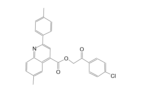 4-quinolinecarboxylic acid, 6-methyl-2-(4-methylphenyl)-, 2-(4-chlorophenyl)-2-oxoethyl ester