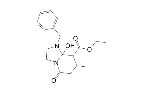 1-Benzyl-8-ethoxycarbonyl-8a-hydoxy-7-methyl-1,2,3,5,6,78,8a-octahydroimidazo[1,2-a]pyridin-5-one