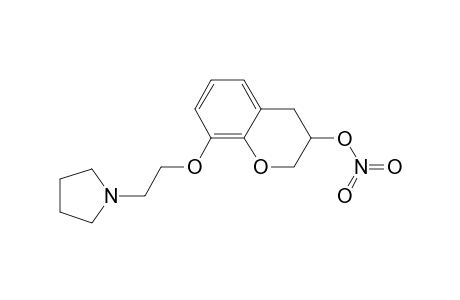2H-1-Benzopyran-3-ol, 3,4-dihydro-8-[2-(1-pyrrolidinyl)ethoxy]-, nitrate (ester)