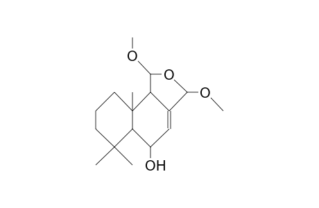 5a-Hydroxy-1,3-dimethoxy-6,6,9a-trimethyl-1,2,5,5a,6,7,8,9,9a,9b-decahydro-naphtho(1,2-C)furan