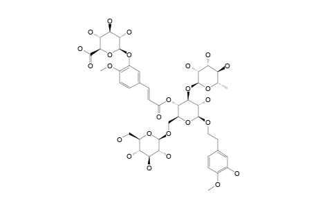 #M2;2-(3-HYDROXY-4-METHOXYPHENYL)-ETHYL-O-ALPHA-L-RHAMNOPYRANOSYL-(1->3)-[BETA-D-GLUCOPYRANOSYL-(1->6)]-[4-[2E-3-(3-O-BETA-D-GLUCURONIC-ACID-4-METHOXYPHENYL)-2