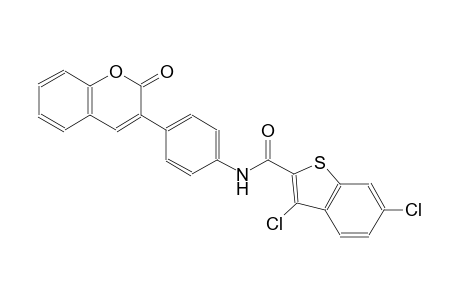 3,6-dichloro-N-[4-(2-oxo-2H-chromen-3-yl)phenyl]-1-benzothiophene-2-carboxamide