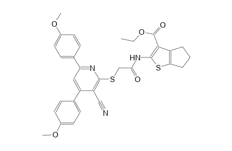 4H-cyclopenta[b]thiophene-3-carboxylic acid, 2-[[[[3-cyano-4,6-bis(4-methoxyphenyl)-2-pyridinyl]thio]acetyl]amino]-5,6-dihydro-, ethyl ester