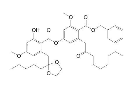 benzyl 4-[2'-hydroxy-4'-methoxy-6'-{(2''-pentyl-1'',3''-dioxolan-2''-yl)methyl}benzoyloxy]-2-methoxy-6-(2-oxononyl)benzoate