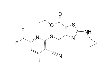 ethyl 4-({[3-cyano-6-(difluoromethyl)-4-methyl-2-pyridinyl]sulfanyl}methyl)-2-(cyclopropylamino)-1,3-thiazole-5-carboxylate