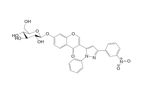 3-(3-(3-nitrophenyl)-1-phenyl-1H-pyrazol-5-yl)-7-(((2S,3R,4S,5S,6R)-3,4,5-trihydroxy-6-(hydroxymethyl)tetrahydro-2H-pyran-2-yl)oxy)-4H-chromen-4-one