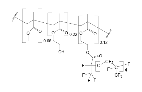 Terpolymer methylmethacrylate-stat-hydroxyethyl methacrylate-stat-polyhexafluoropropane oxide ethyl methacrylate