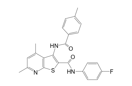 N-(4-fluorophenyl)-4,6-dimethyl-3-(p-toluoylamino)thieno[2,3-b]pyridine-2-carboxamide
